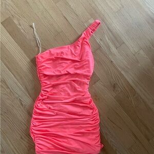 Neon pink mini dress